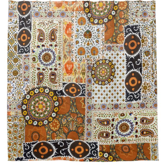 Ethnic Digital Abstract: Seamless Pattern Shower Curtain (Front)