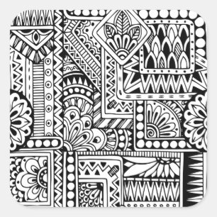 Ethnic Doodle Square Sticker