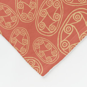 Ethnic Egyptian Tribal Shields Cream Rusty Red Fleece Blanket