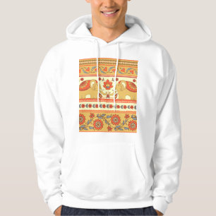 Ethnic elephants, flowers, seamless pattern. hoodie