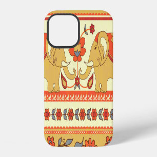 Ethnic elephants, flowers, seamless pattern. iPhone 12 case
