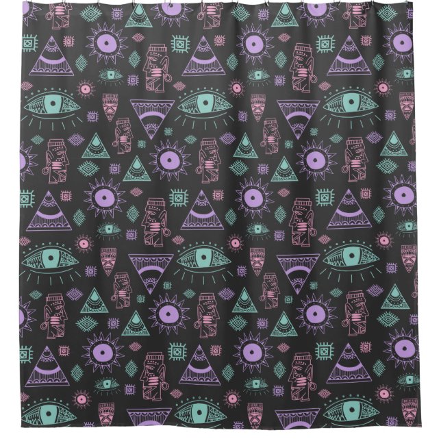 Ethnic/Eye Pattern Shower Curtain (Front)
