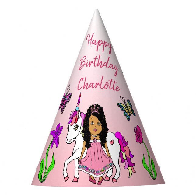 Ethnic Fairy and Unicorn Birthday Hat (Front)