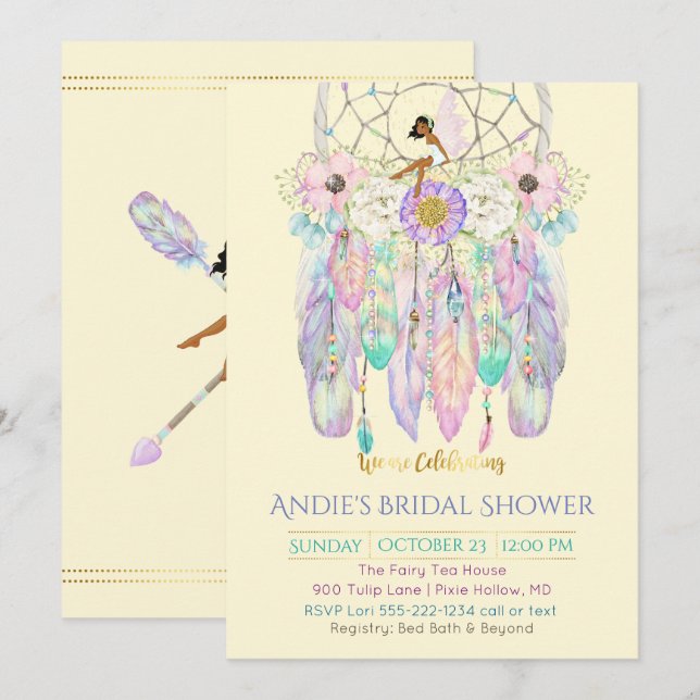 Ethnic Fairy Dream Catcher Boho Any Colour Paper Invitation (Front/Back)