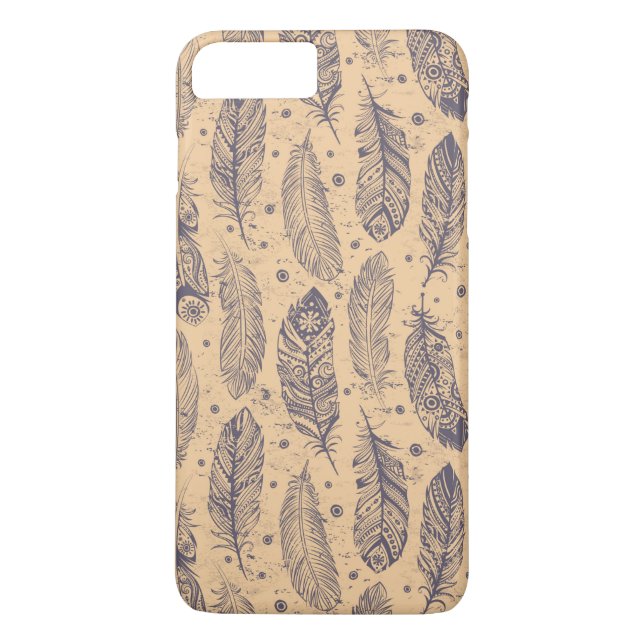Ethnic Feather Outline Pattern Case-Mate iPhone Case (Back)