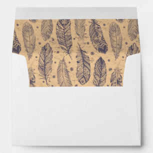 Ethnic Feather Outline Pattern Envelope