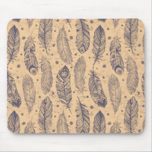 Ethnic Feather Outline Pattern Mouse Mat