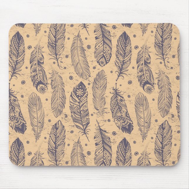 Ethnic Feather Outline Pattern Mouse Mat (Front)