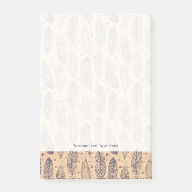 Ethnic Feather Outline Pattern Post-it Notes (Front)