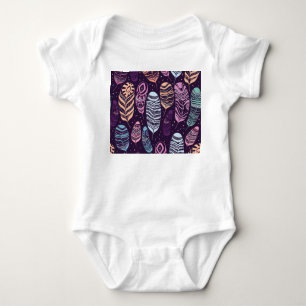 Ethnic feathers: black and white pattern baby bodysuit