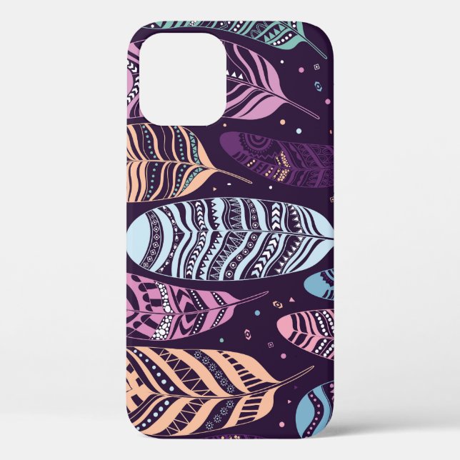 Ethnic feathers: black and white pattern Case-Mate iPhone case (Back)