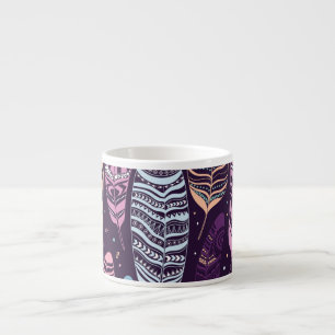 Ethnic feathers: black and white pattern espresso cup
