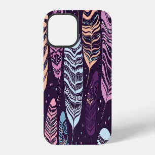 Ethnic feathers: black and white pattern iPhone 12 case
