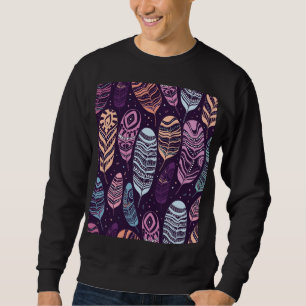 Ethnic feathers: black and white pattern sweatshirt