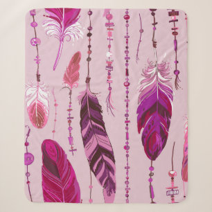 Ethnic Feathers: Bright Coloured Pattern. Sherpa Blanket