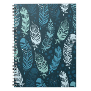 Ethnic Feathers: Colourful Seamless Pattern. Notebook