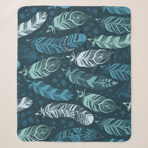 Ethnic Feathers: Colourful Seamless Pattern. Sherpa Blanket