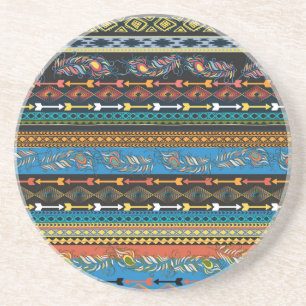 Ethnic Feathers: Embroidery Boho Chic Coaster