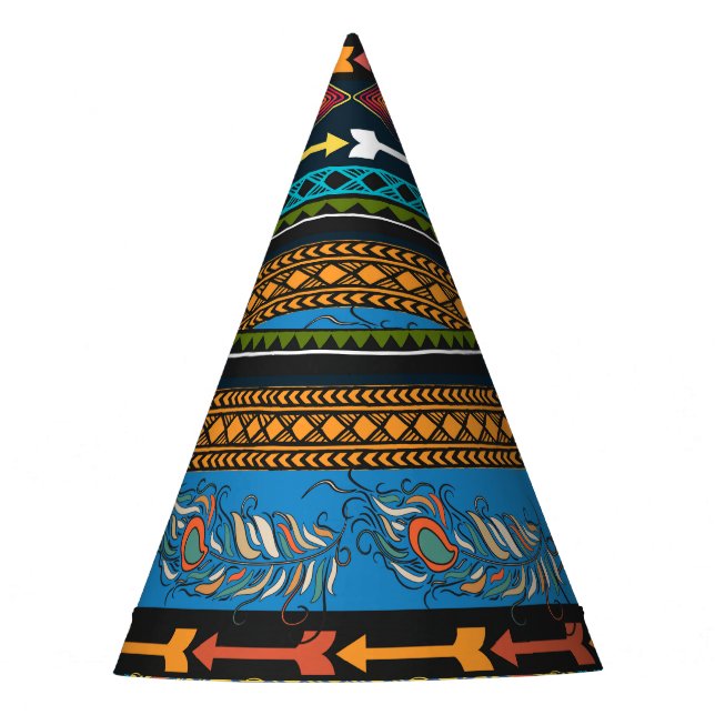 Ethnic Feathers: Embroidery Boho Chic Party Hat (Front)