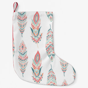 Ethnic Feathers Hand Drawn Illustration Small Christmas Stocking