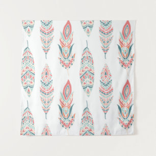 Ethnic Feathers Hand Drawn Illustration Tapestry