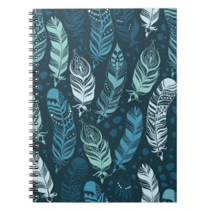 Ethnic feathers seamless pattern notebook