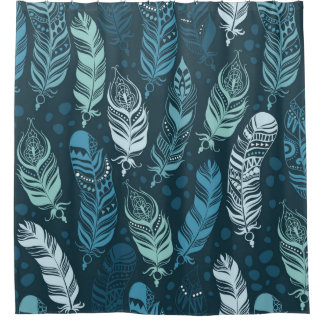 Ethnic feathers seamless pattern shower curtain