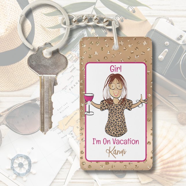 Ethnic Female Cartoon Vacation Funny Saying Gift Key Ring (Creator Uploaded)