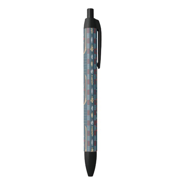 Ethnic Fishing Pattern Black Ink Pen (Bottom (Vertical))