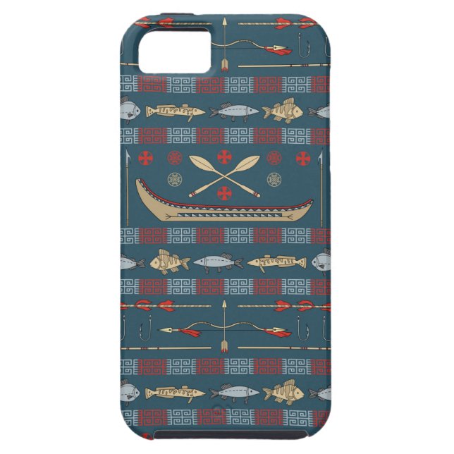 Ethnic Fishing Pattern Case-Mate iPhone Case (Back)