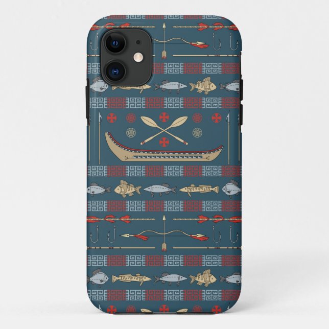Ethnic Fishing Pattern Case-Mate iPhone Case (Back)