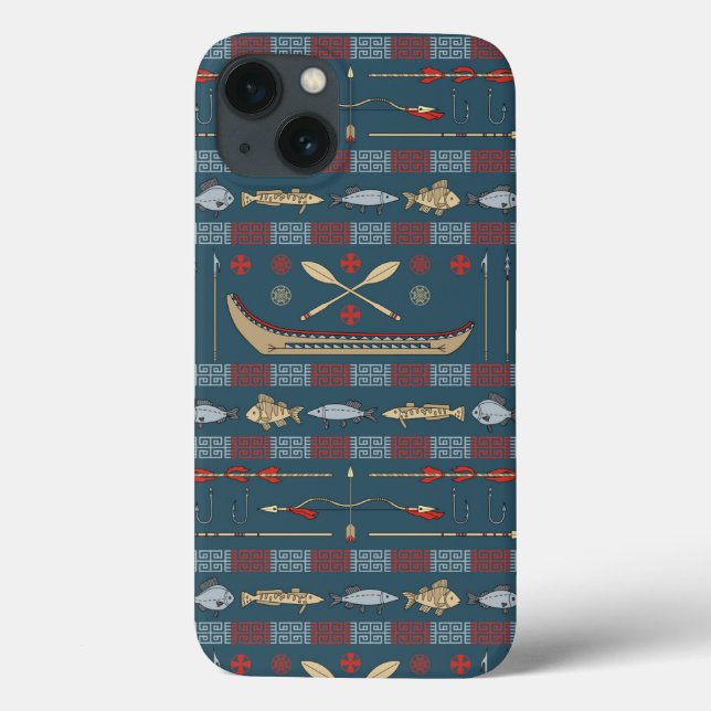 Ethnic Fishing Pattern Case-Mate iPhone Case (Back)