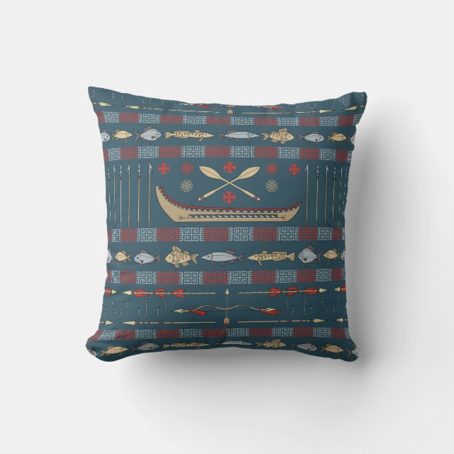 Ethnic Fishing Pattern Cushion (Front)