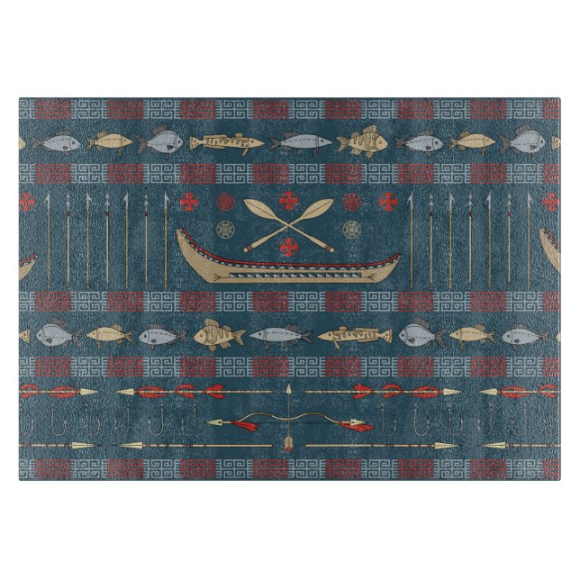 Ethnic Fishing Pattern Cutting Board (Front)