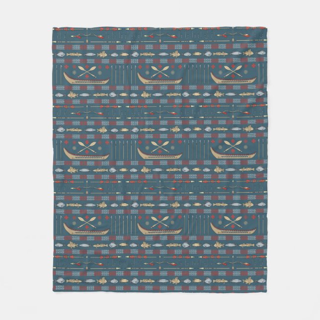 Ethnic Fishing Pattern Fleece Blanket (Front)