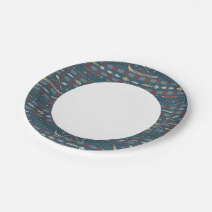 Ethnic Fishing Pattern Paper Plate