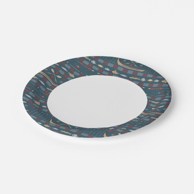 Ethnic Fishing Pattern Paper Plate (Angled)