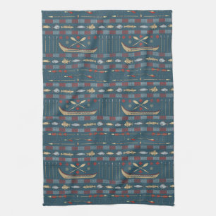 Ethnic Fishing Pattern Tea Towel
