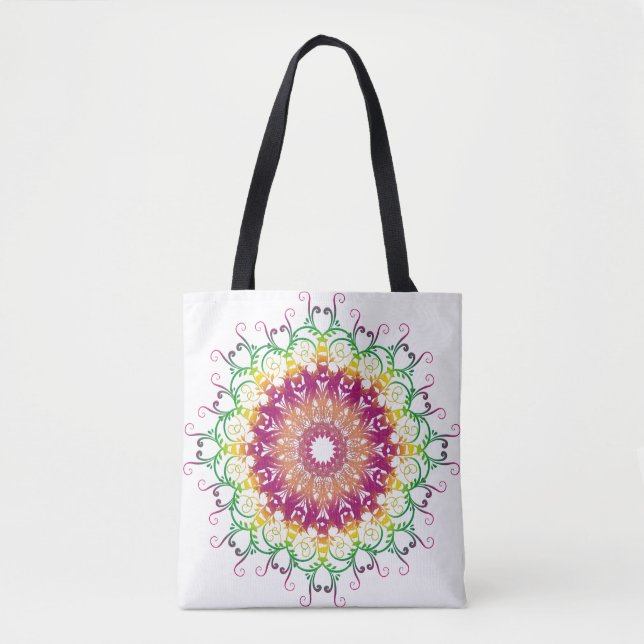 Ethnic florac multicolor mandala. tote bag (Front)