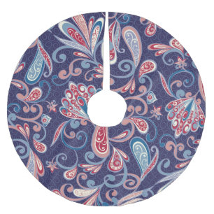 Ethnic Floral: Abstract Oriental Seamless. Brushed Polyester Tree Skirt