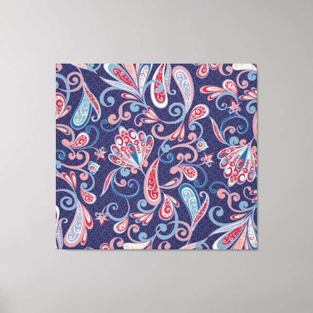 Ethnic Floral: Abstract Oriental Seamless. Canvas Print (Front)