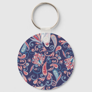 Ethnic Floral: Abstract Oriental Seamless. Key Ring