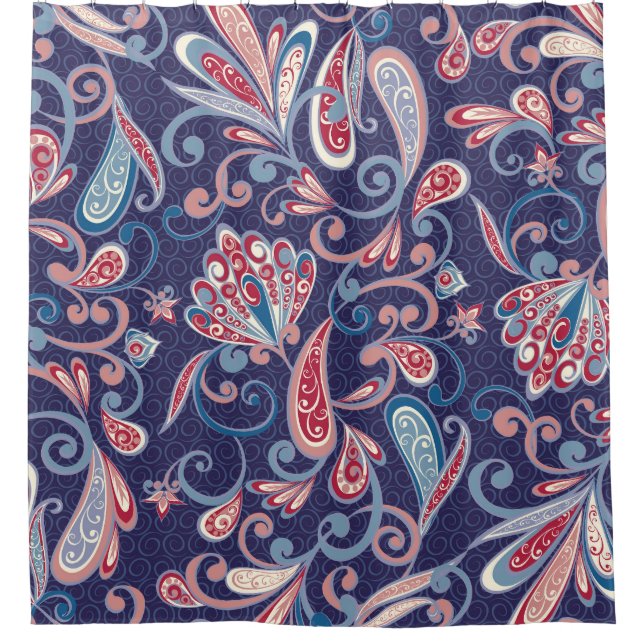 Ethnic Floral: Abstract Oriental Seamless. Shower Curtain (Front)