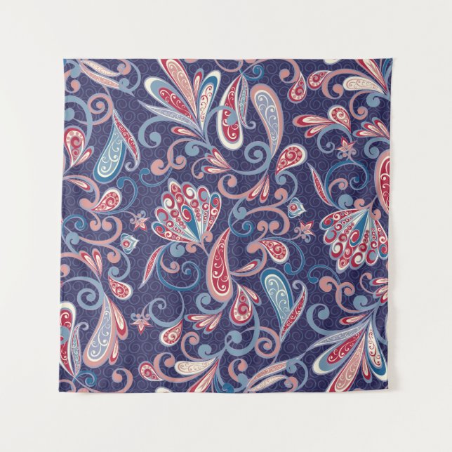 Ethnic Floral: Abstract Oriental Seamless. Tapestry (Front)