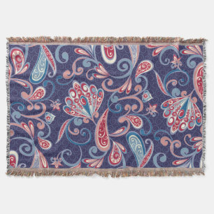 Ethnic Floral: Abstract Oriental Seamless. Throw Blanket