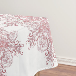 Ethnic floral coral mandala tablecloth