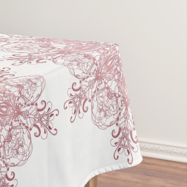 Ethnic floral coral  mandala tablecloth (In Situ)