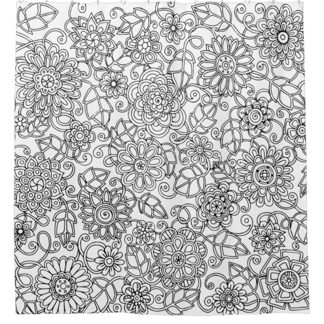Ethnic Floral Doodle Shower Curtain (Front)