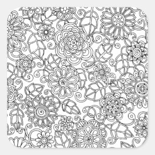 Ethnic Floral Doodle Square Sticker