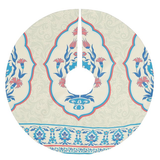 Ethnic Floral Fabric: Seamless Elegance Brushed Polyester Tree Skirt (Front)